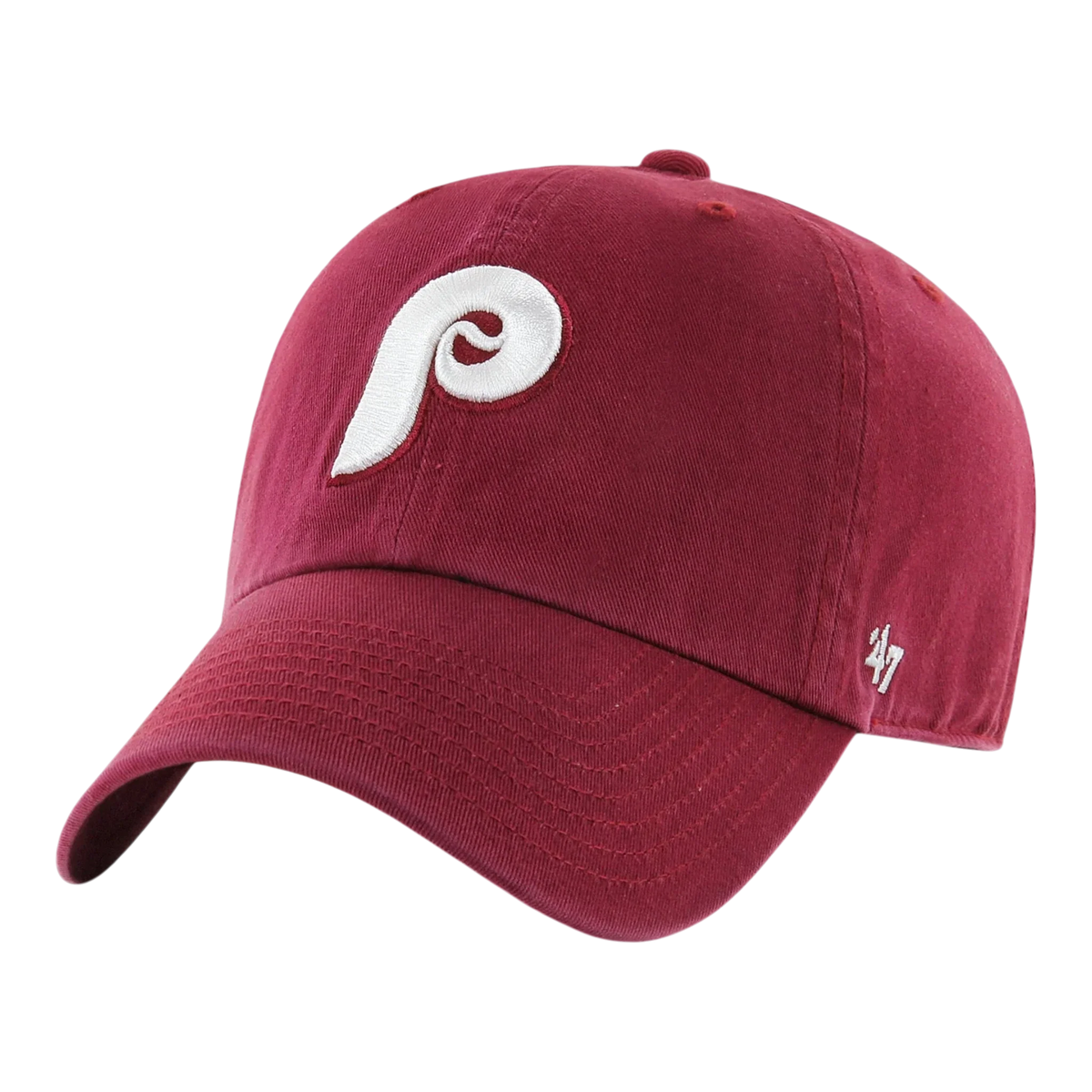 47 Brand Clean Up Philadelphia Phillies Cooperstown Men's Strapback Hat — Cardinal Red Adjustable Cap