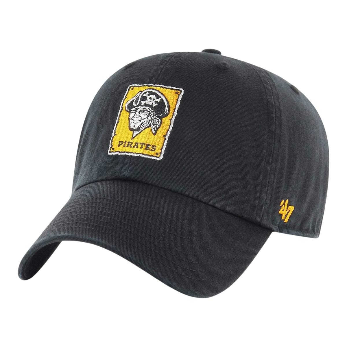 47 Brand Clean Up Pittsburgh Pirates Cooperstown Men's Strapback Hat — Black Adjustable Cap