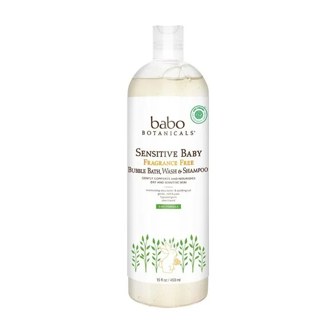 Babo Botanicals Baby Shampoo & Bubble Bath Wash, 15 oz