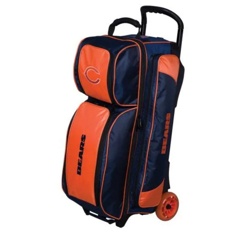 KR Chicago Bears 3 Ball Premium Triple Roller NFL Bowling Bag - blue 