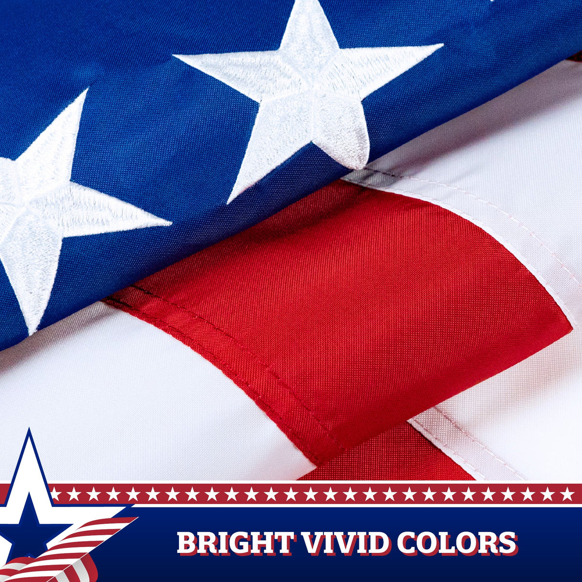 G128 Betsy Ross Pull Down Bunting Flag, 1.67x8 Ft, Embroidered Polyester - View 4