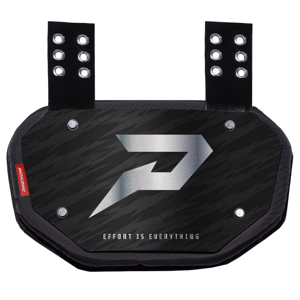 Phenom Elite Football Back Plate - Black with Chrome P Logo
