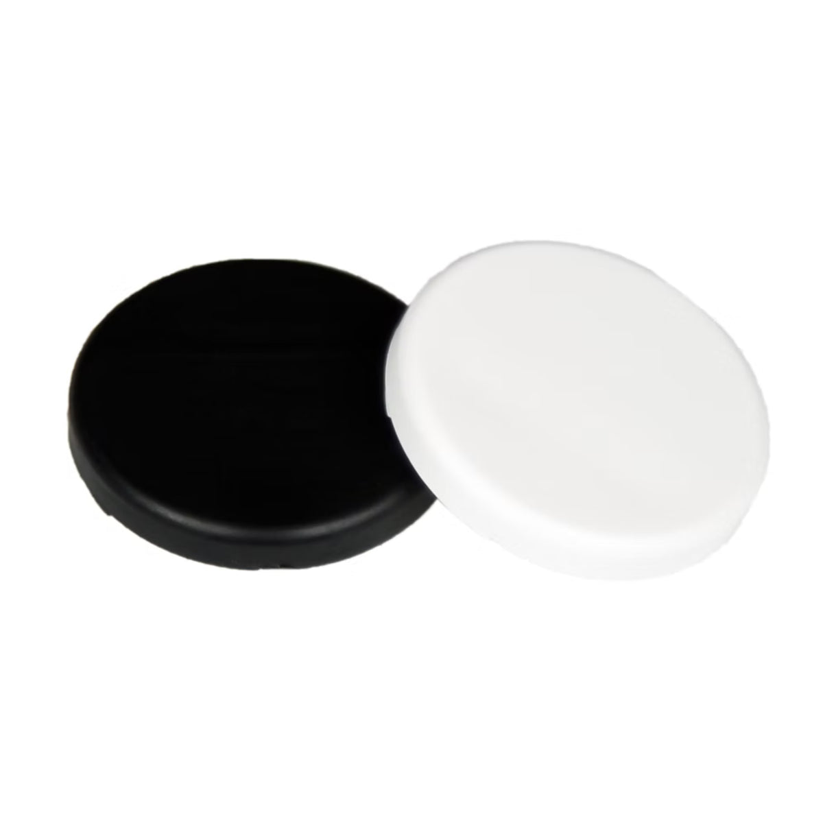 Black and white round objects on a white background