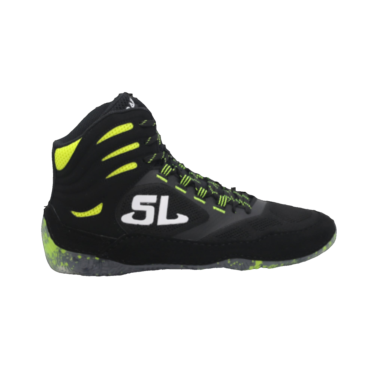 ScrapLife Endurance Wrestling Shoe in Black/Green - high-top view