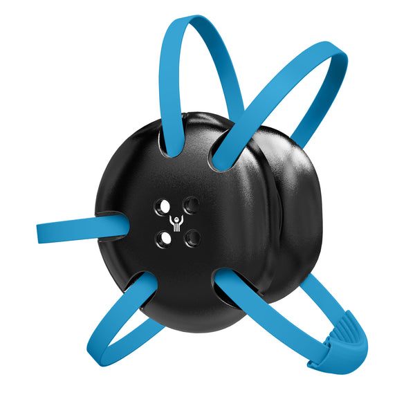 Signature Wrestling Headgear Black Pads with Powder Blue Straps