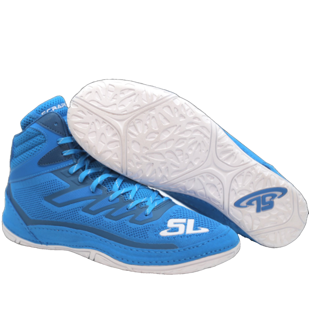 ScrapLife Velocity Wrestling Shoe in Blue/Dark Blue - logo view