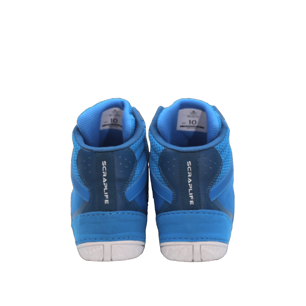 ScrapLife Velocity Wrestling Shoe in Blue/Dark Blue - angled view
