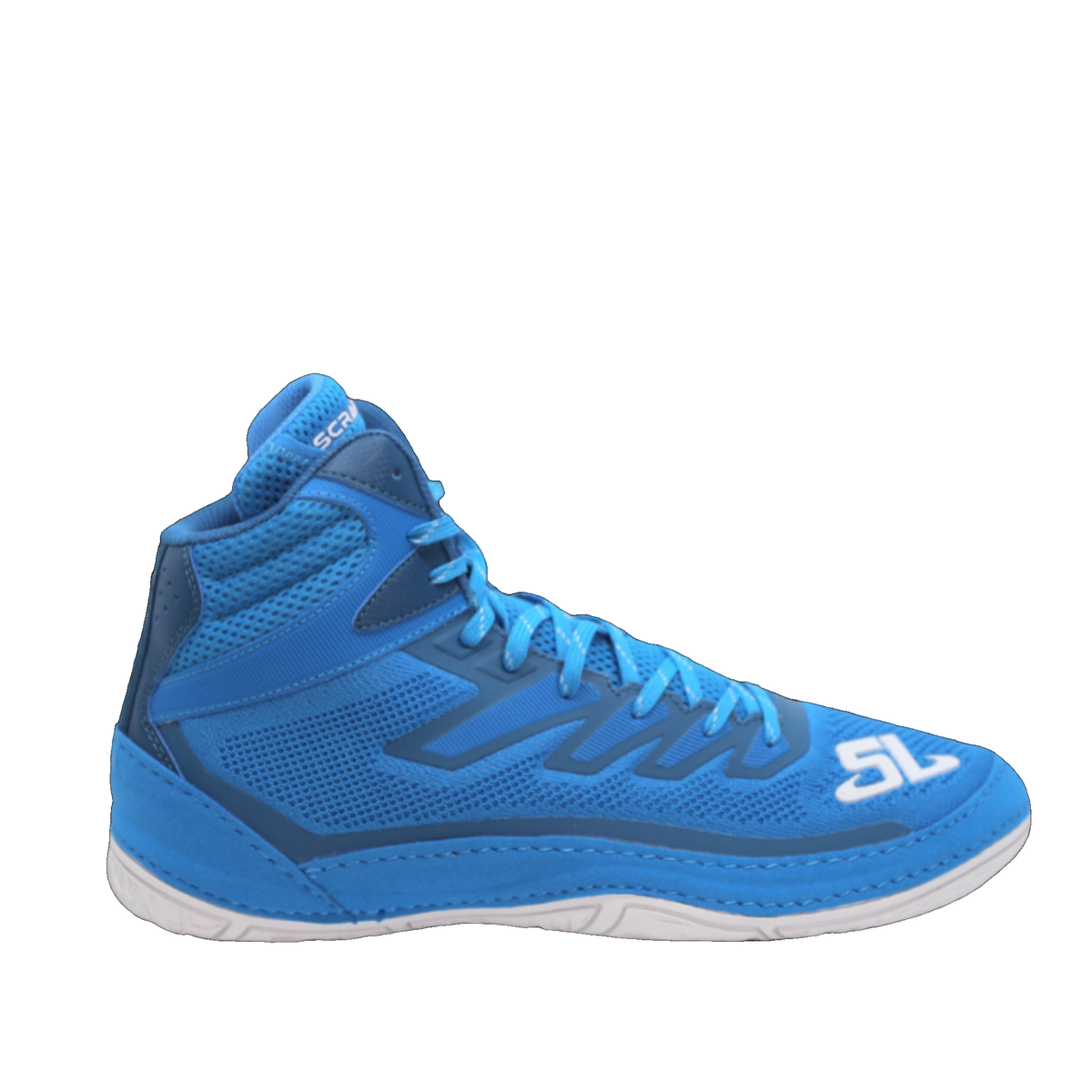 ScrapLife Velocity Wrestling Shoe in Blue/Dark Blue - detail view