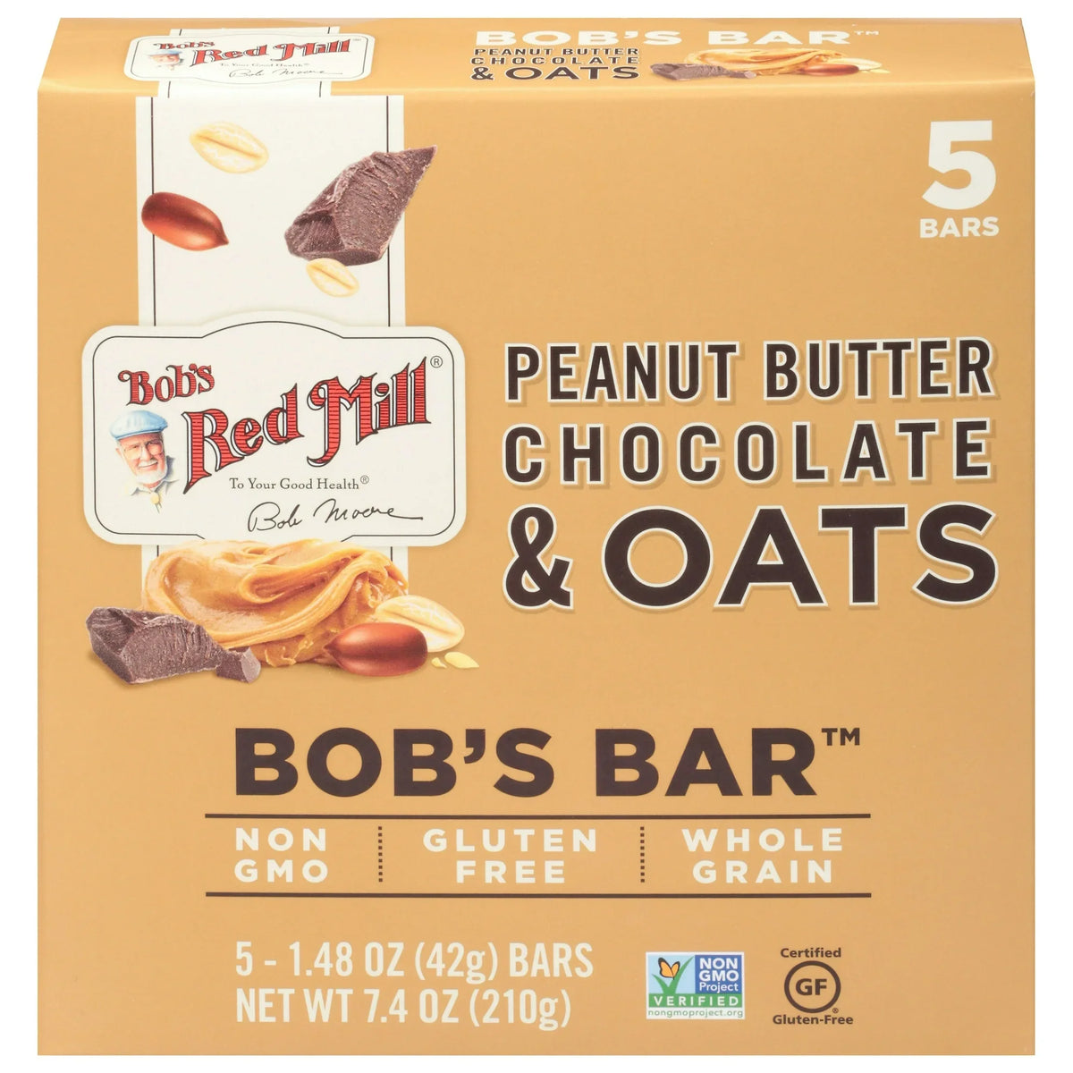 Bob's Red Mill Peanut Butter Chocolate Oat Bars, 7.4 oz (Case of 6)