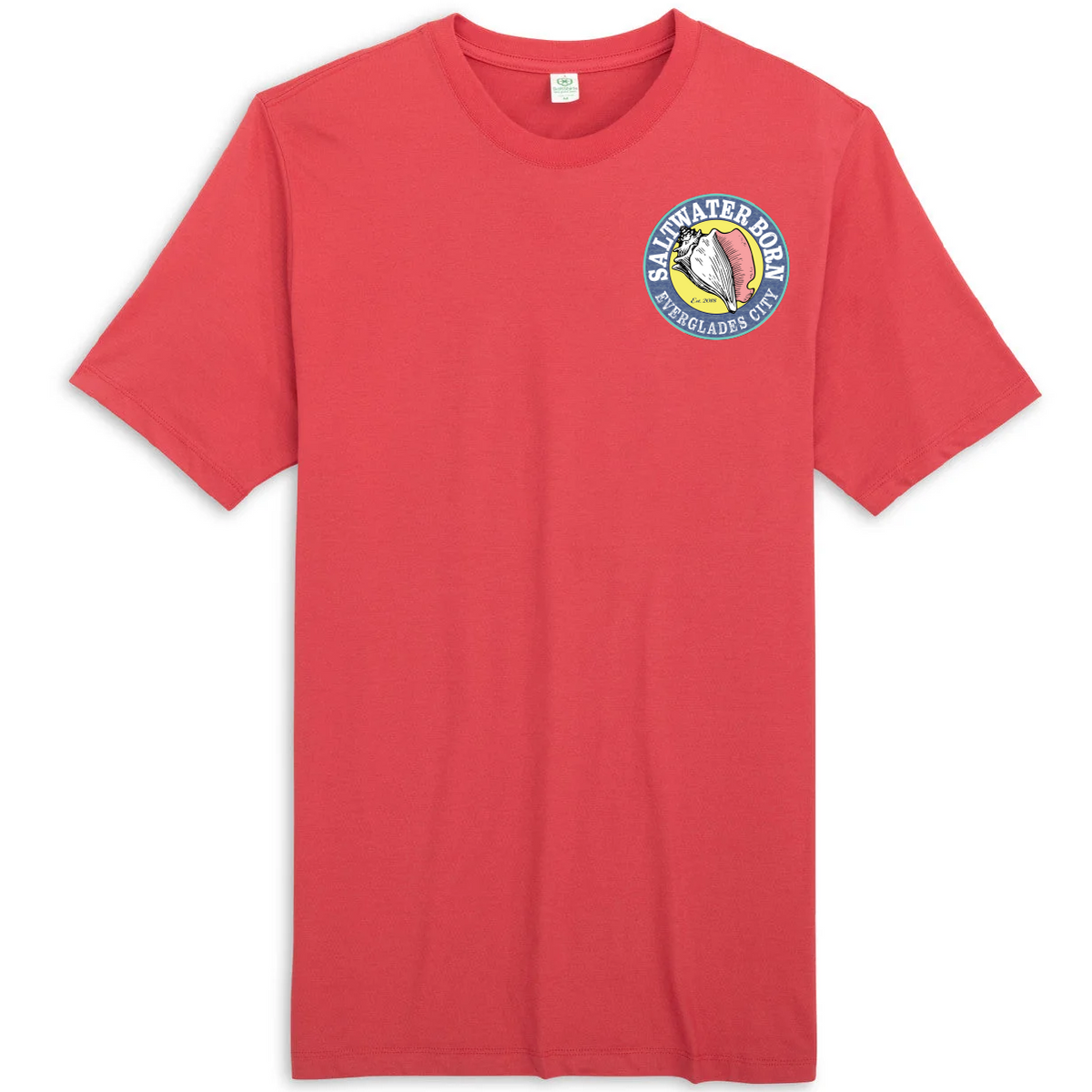 Small Saltwater Born logo on brick Everglades City Gator men's cotton tee