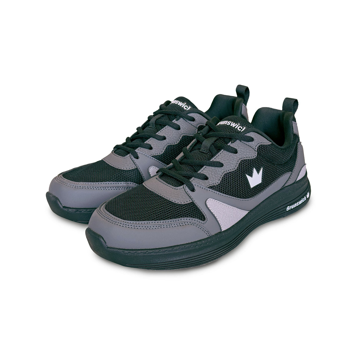 Brunswick Outback Mens Bowling Shoes - Black/Grey - Brunswick Outback Black-Grey 3qtr View Left 1600x1600