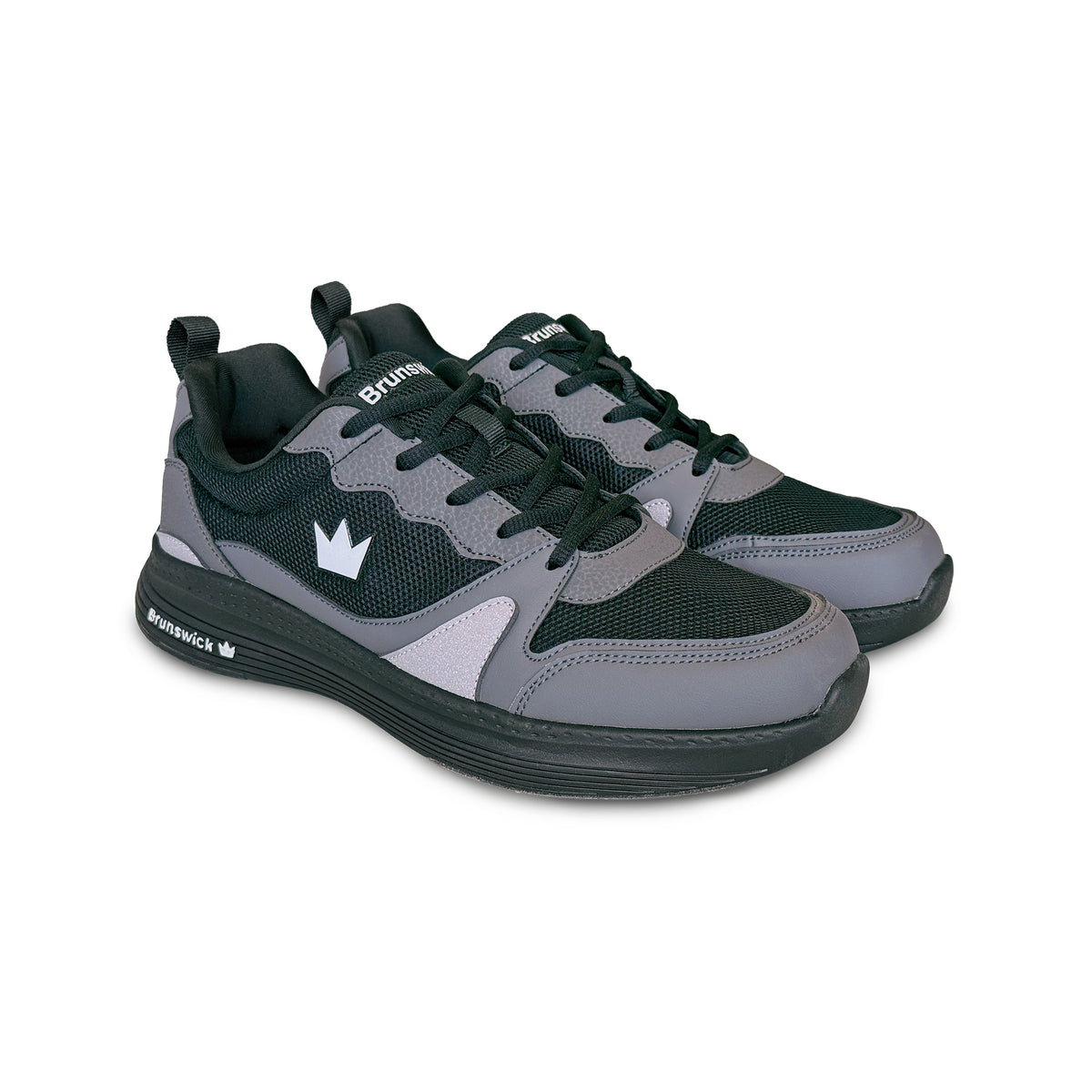 Brunswick Outback Mens Bowling Shoes - Black/Grey - Brunswick Outback Black-Grey 3qtr View Right 1600x1600