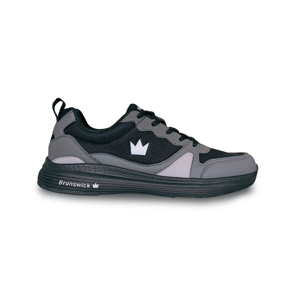 Brunswick Outback Mens Bowling Shoes - Black/Grey - Brunswick Outback Black-Grey Side View 1600x1600