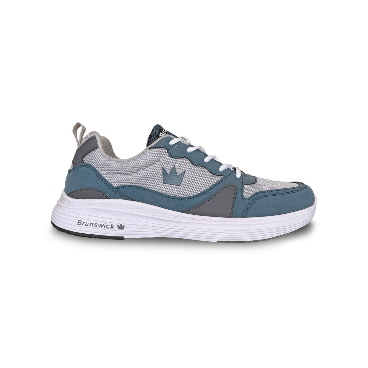 Brunswick Outback Mens Bowling Shoes - Grey/Blue - Brunswick Outback Grey-Blue Side View 1600x1600