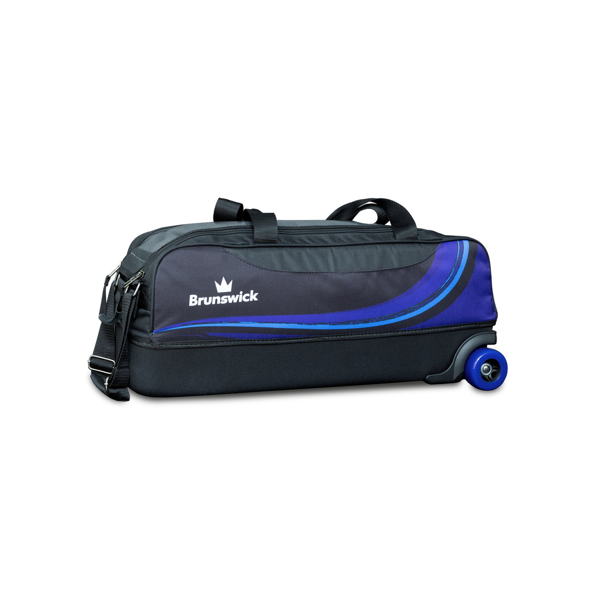Brunswick Punisher Plus Triple Tote Bowling Bag - Black/Blue - Brunswick Punisher Plus Blue-Black 3qtr Left 1600x1600