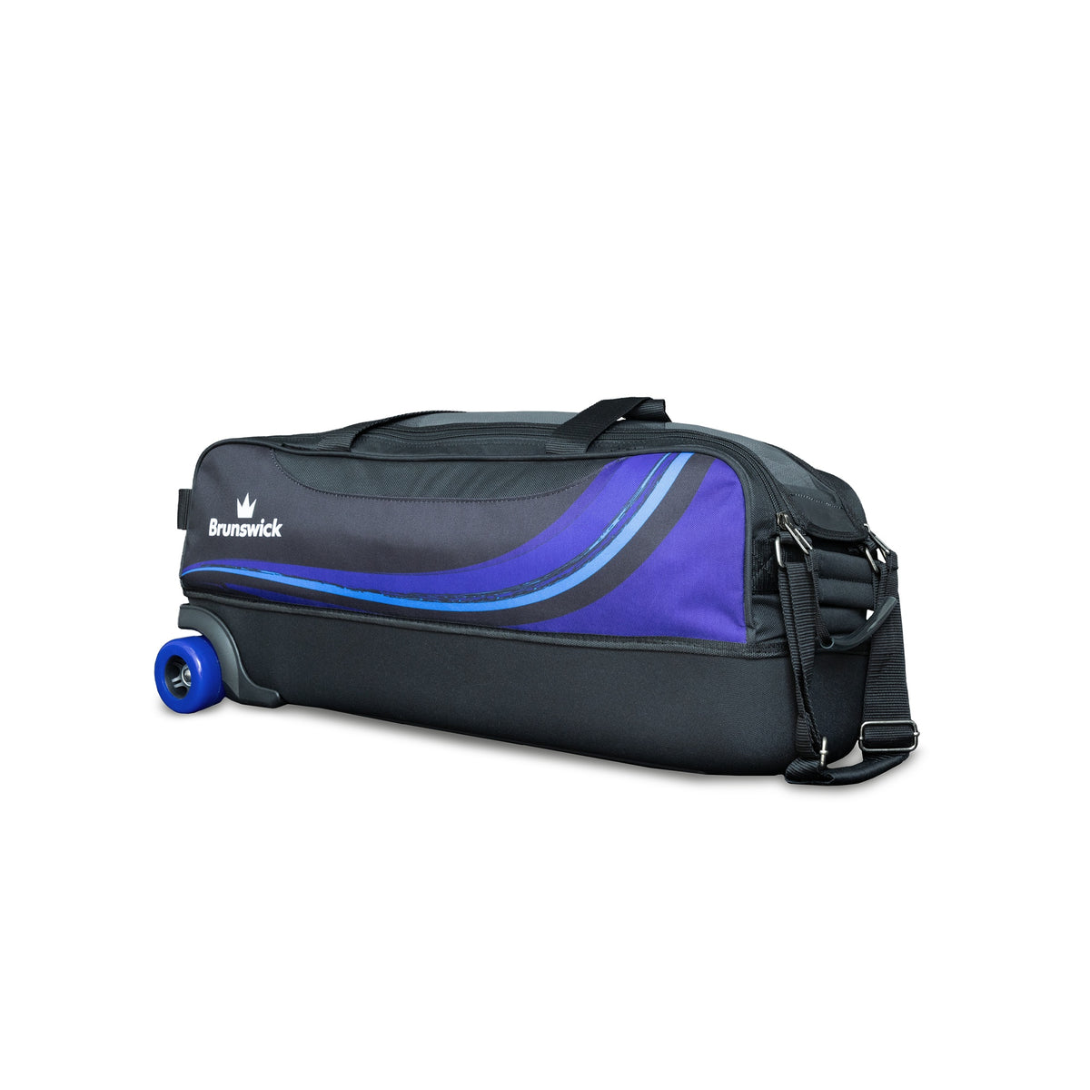 Brunswick Punisher Plus Triple Tote Bowling Bag - Black/Blue - Brunswick Punisher Plus Blue-Black 3qtr Right 1600x1600