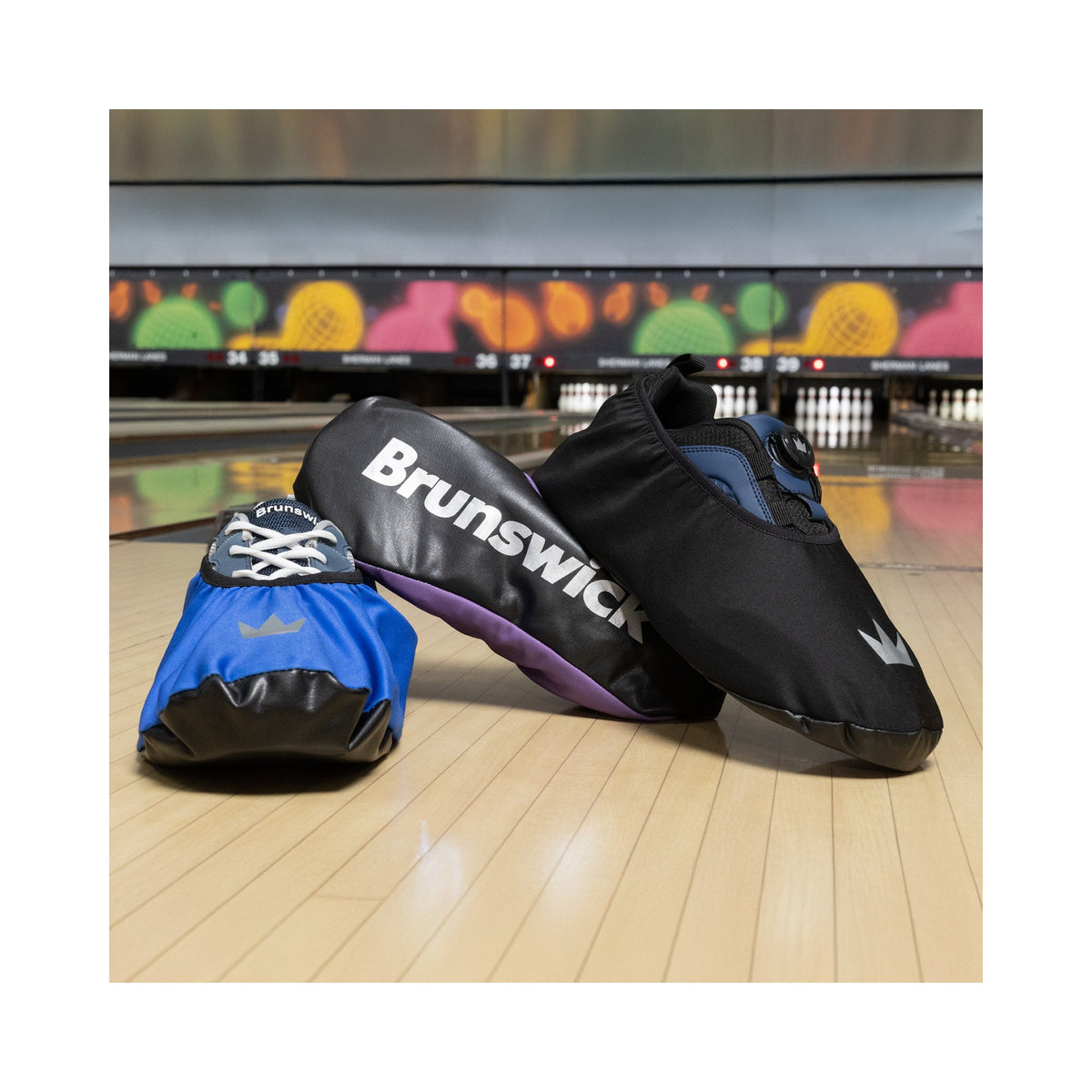Brunswick Shoe Shield - Purple - Brunswick Shoe Covers Action 1 1600x1600