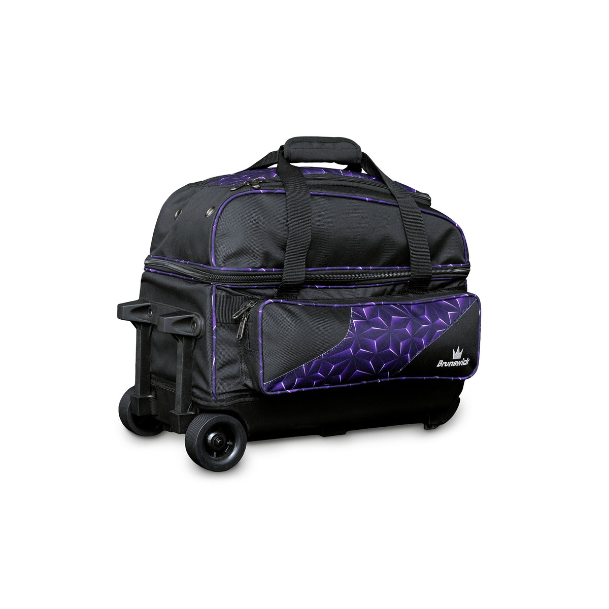 Brunswick Zone Double Roller Bowling Bag - Purple Prism - Brunswick Zone Double Roller Prism 3qtr Right Purple 1600x1600