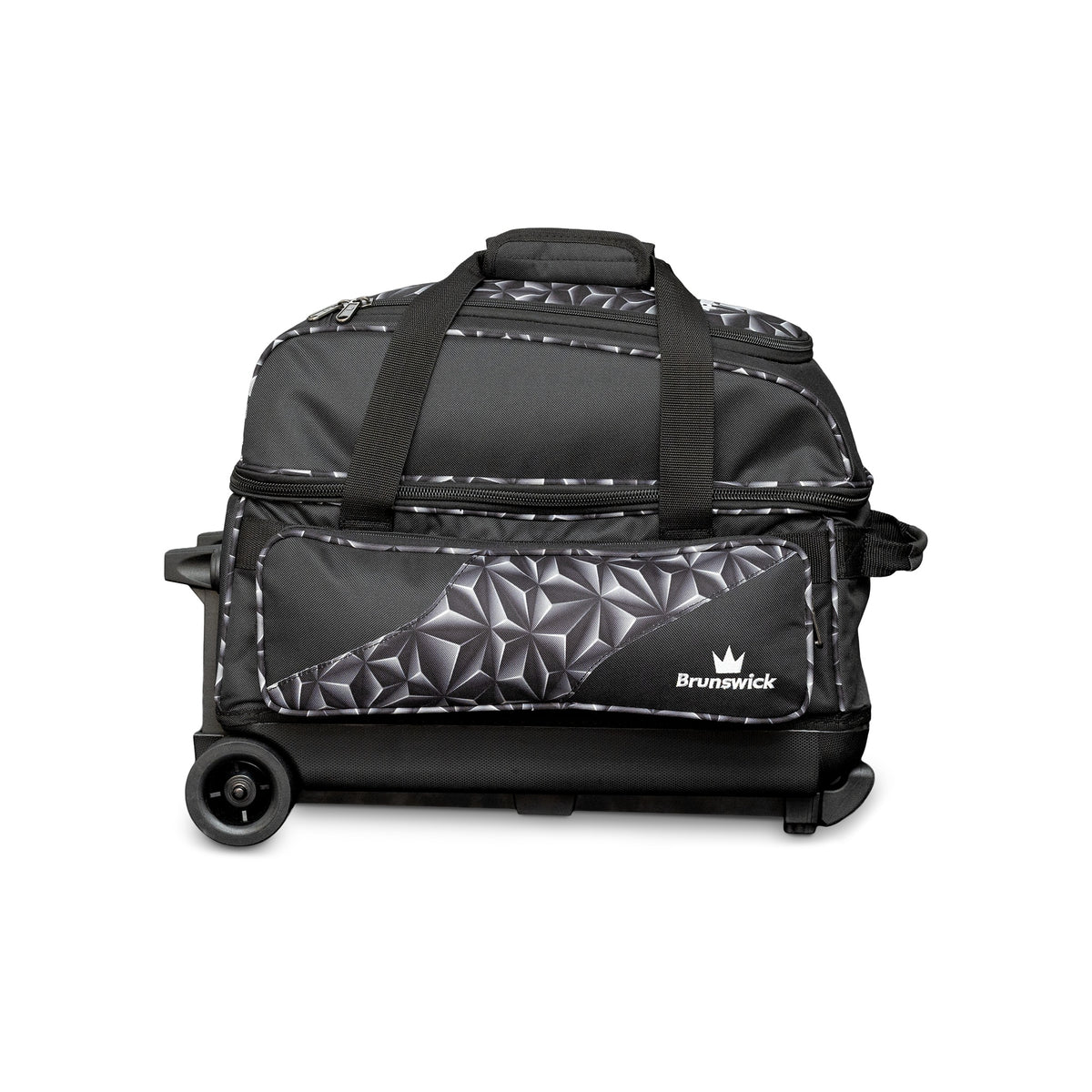 Brunswick Zone Double Roller Bowling Bag - Black Prism - Brunswick Zone Double Roller Prism Black Side View 1600x1600