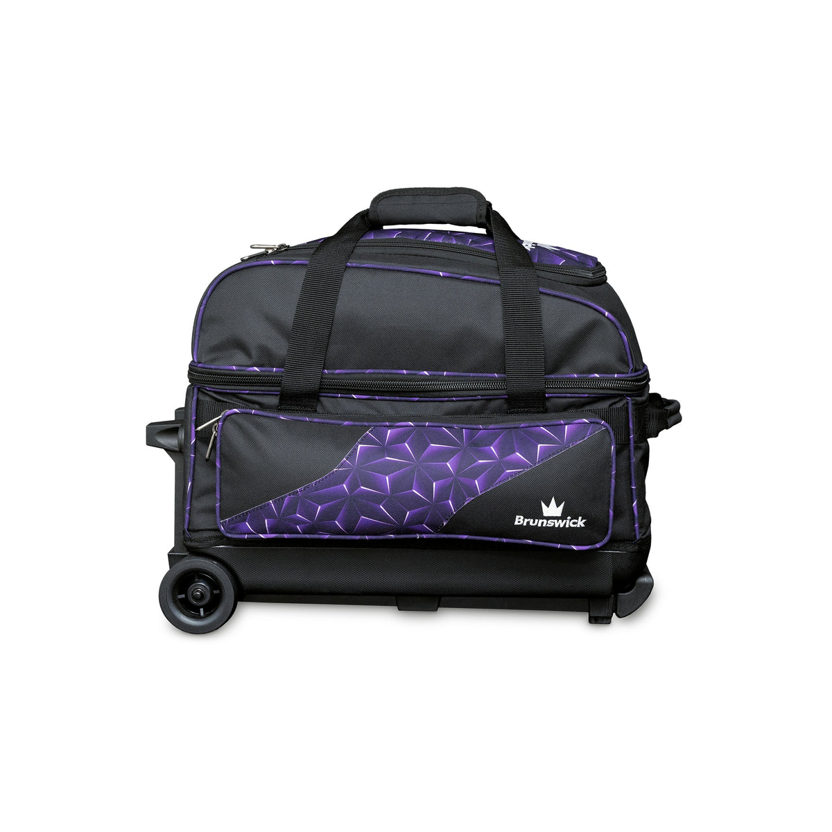 Brunswick Zone Double Roller Bowling Bag - Purple Prism - Brunswick Zone Double Roller Prism Front View Purple 1600x1600