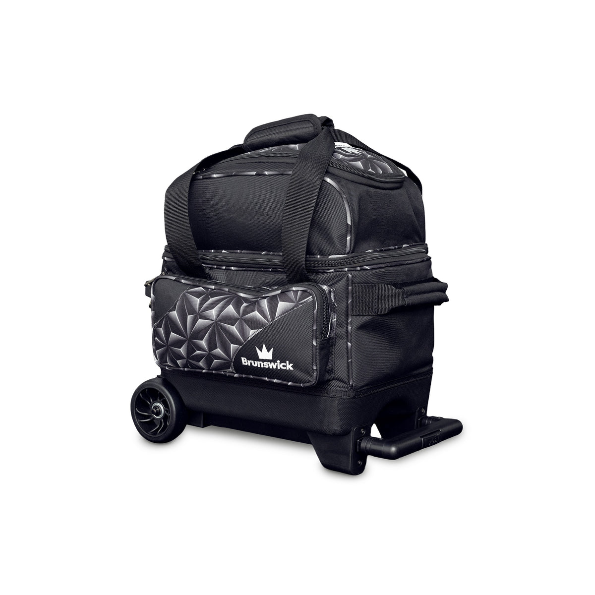 Brunswick Zone Single Roller Bowling Bag - Black Prism - Brunswick Zone Single Roller Prism Grey 3qtr Left 1600x1600