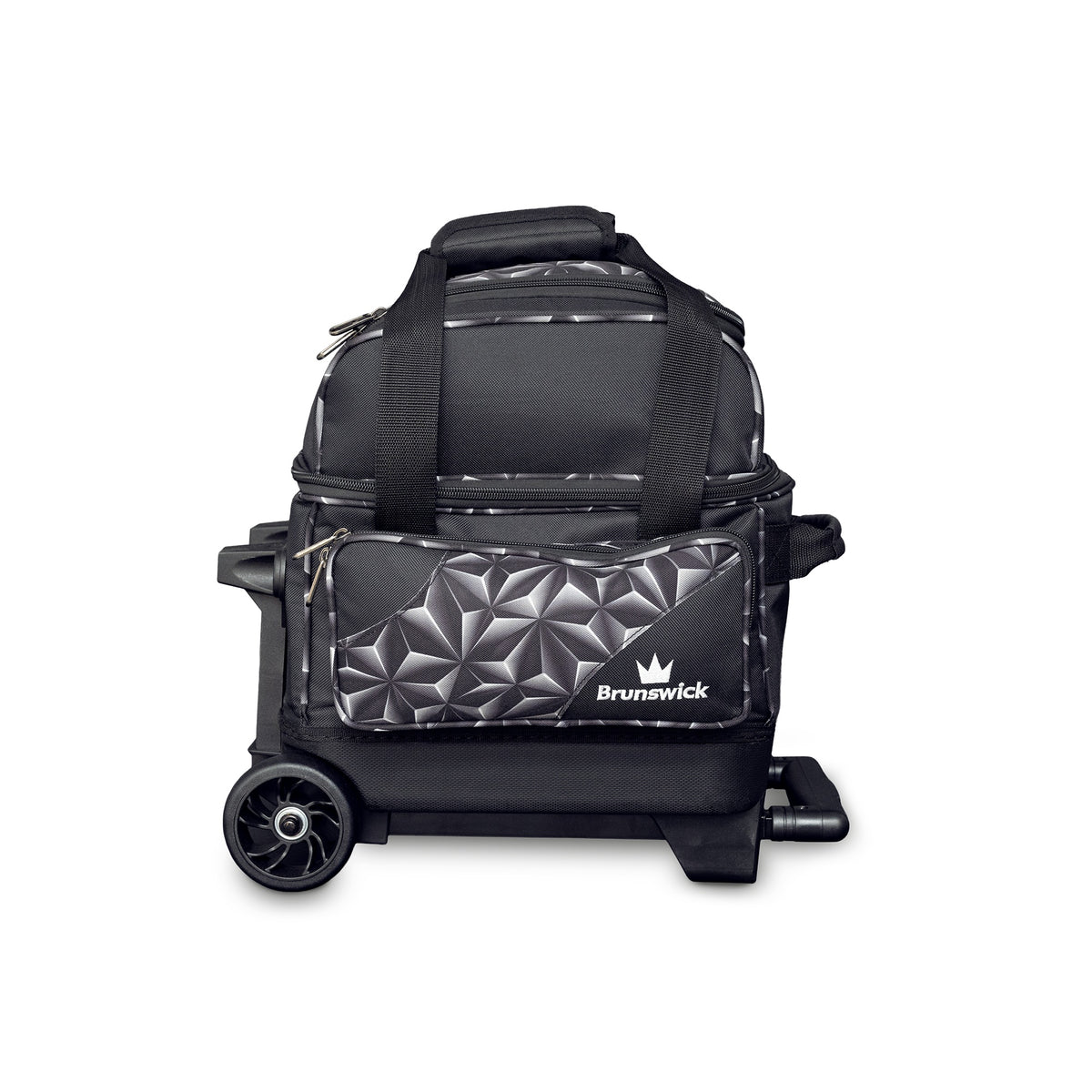 Brunswick Zone Single Roller Bowling Bag - Black Prism - Brunswick Zone Single Roller Prism Grey Side View 1600x1600