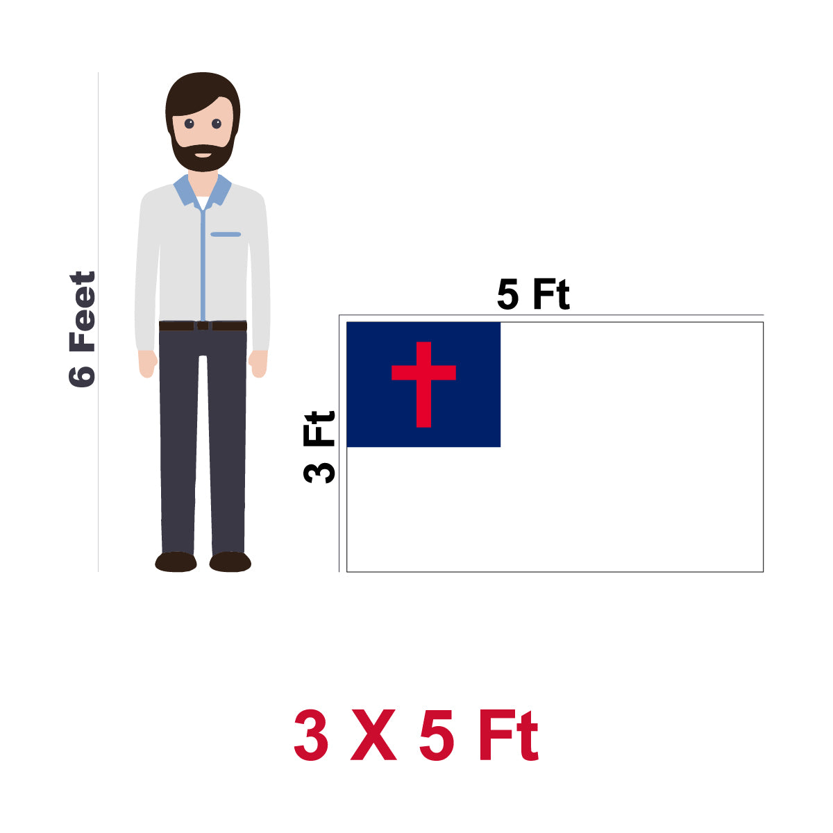 Christian Religious Cross Flag 300D Embroidered Polyester 3x5 Ft - View 6