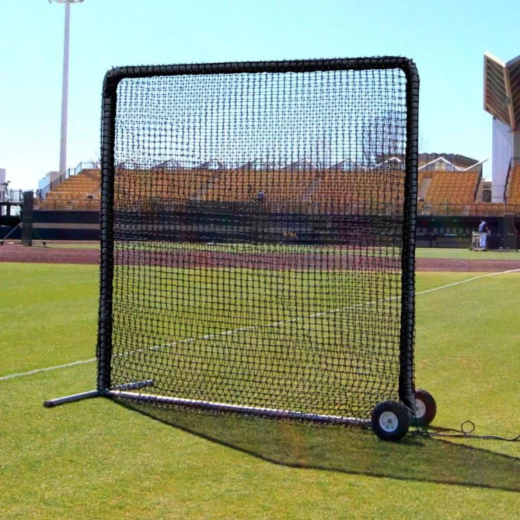 Cimarron 10x10 #84 Premier Fielder Net and Frame with Wheels and Padding - Front View