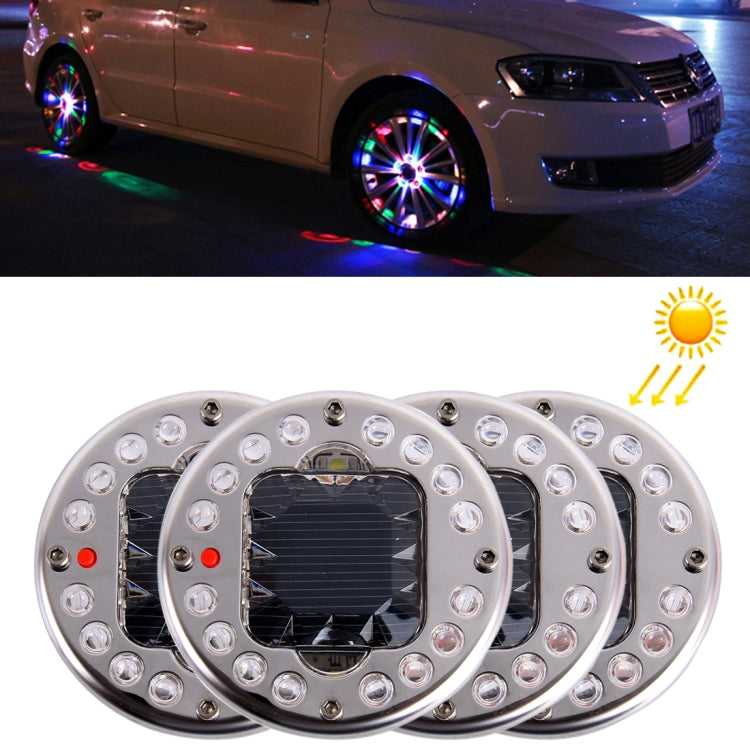 4 PCS Solar High Power Car LED Colorful Wheel Lights, 4 PCS Colorful Wheel Lights