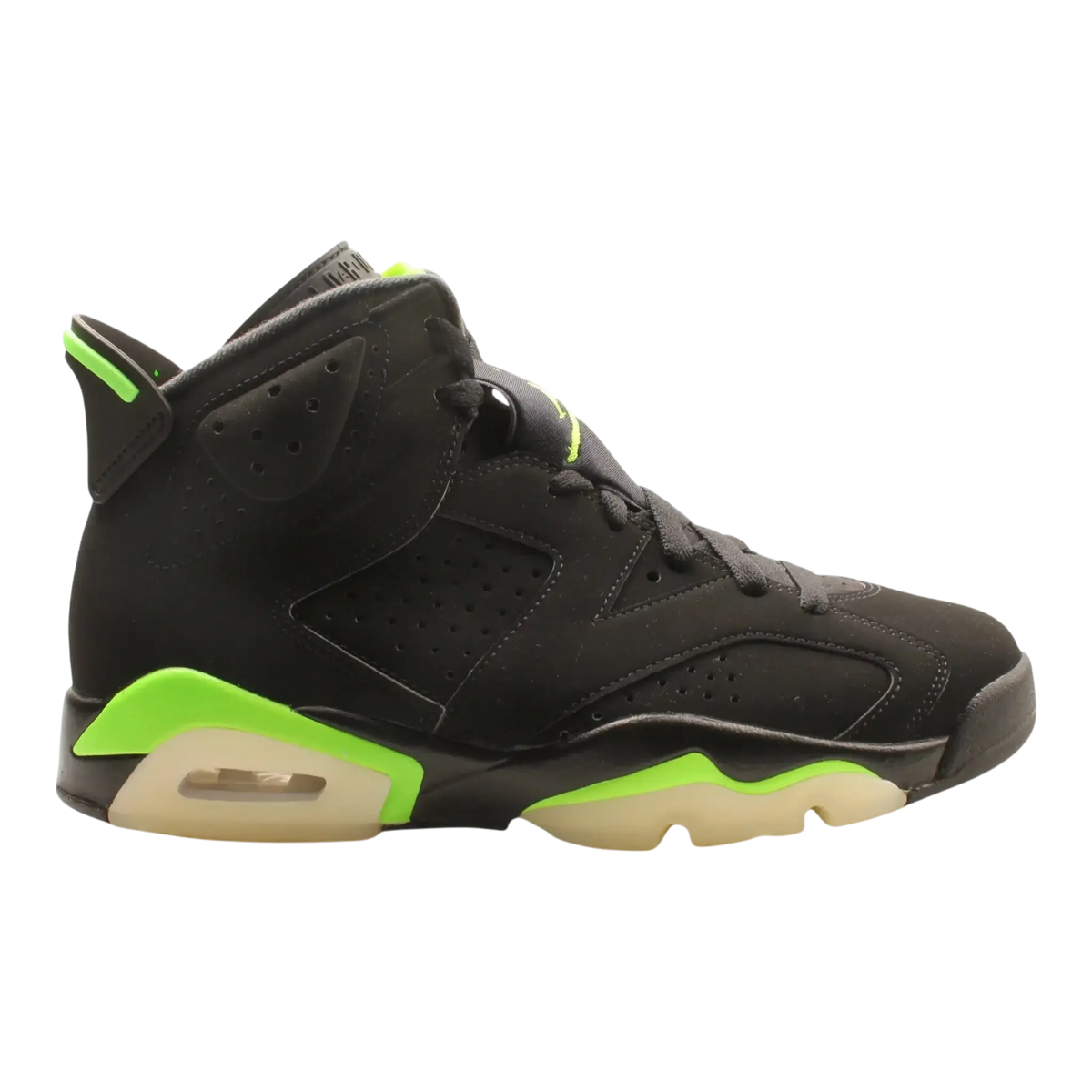 Air Jordan 6 Retro Men's Basketball Shoes — Black/Electric Green Leather High-Top