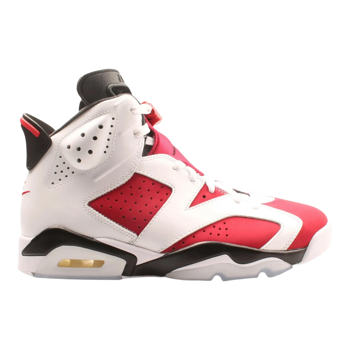 Air Jordan 6 Retro Men's Basketball Shoes — White/Black/Carmine Leather High-Top