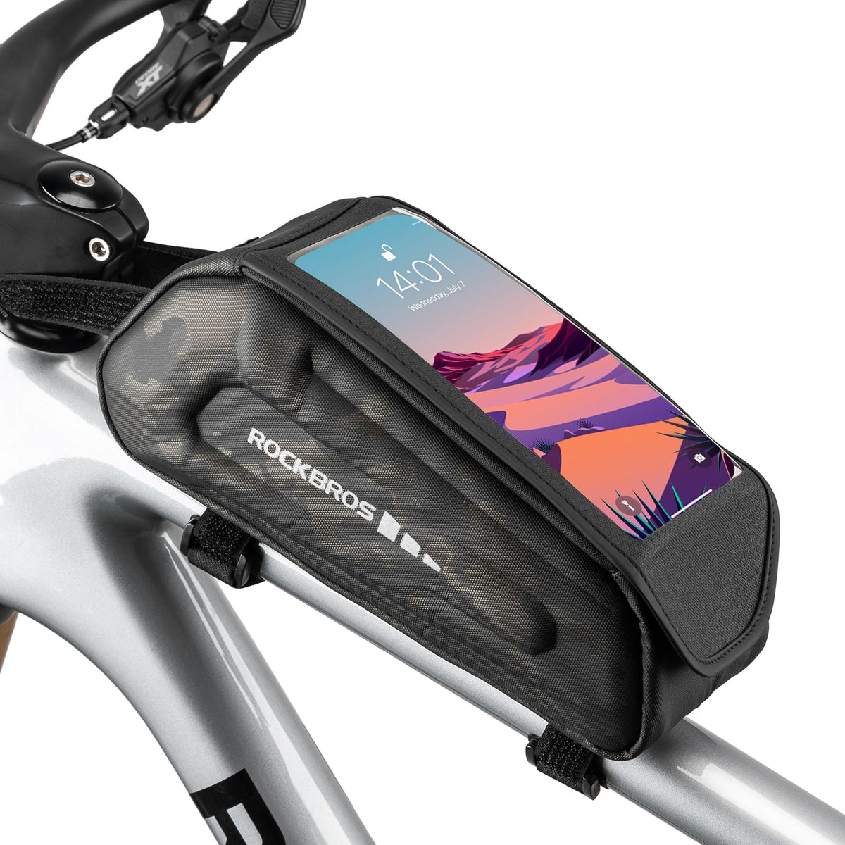 ROCKBROS Bike Bag Under 6.8” Bicycle Accessories Pouch, EVA Waterproof