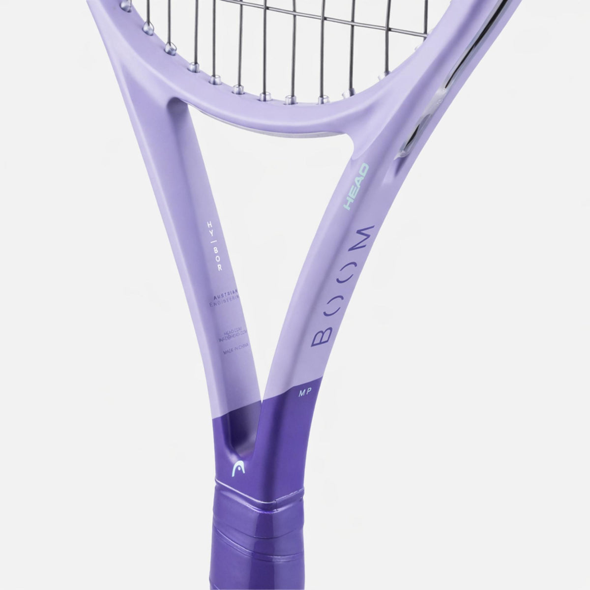 HEAD Boom Jr. 25 Alternate Junior Tennis Racquet in light lavender and purple on a white background.