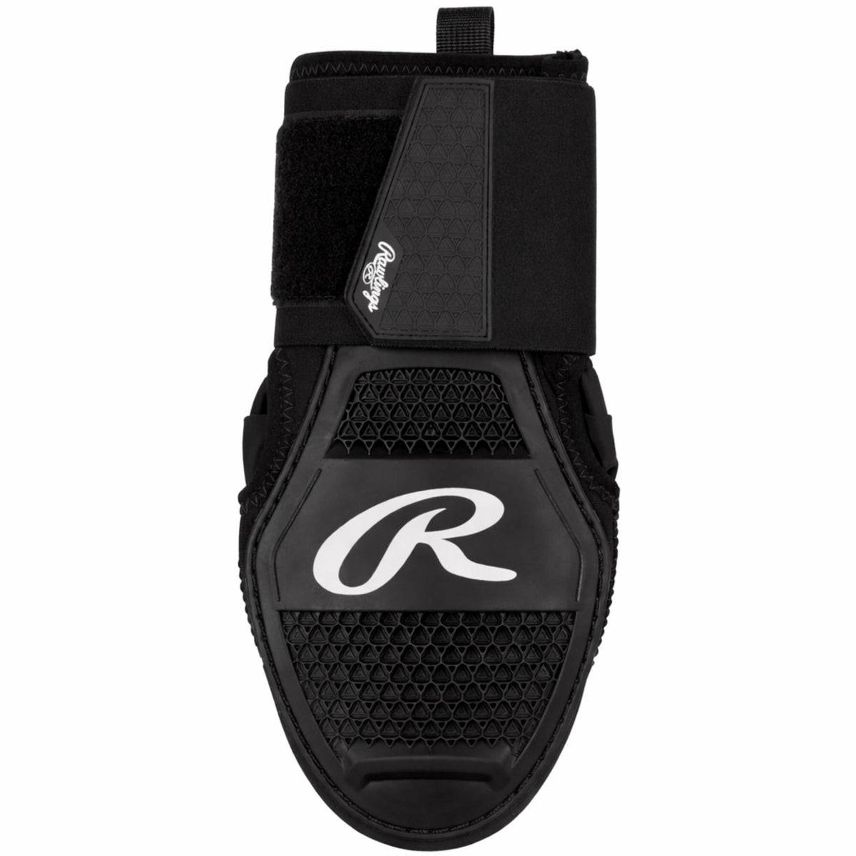 Rawlings black sliding mitt designed to protect a player’s hand and fingers while sliding into bases, featuring a durable protective shell, breathable mesh panels, and an adjustable wrist strap for a secure fit. ⚾