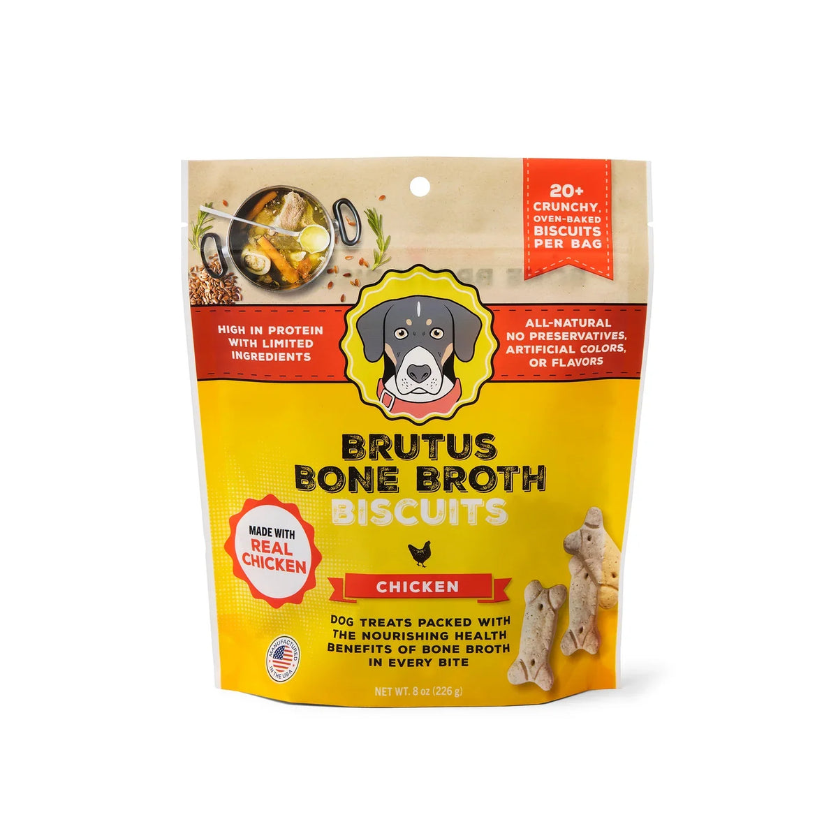 Brutus Broth Chicken Dog Biscuits, 8 oz (Case of 6)