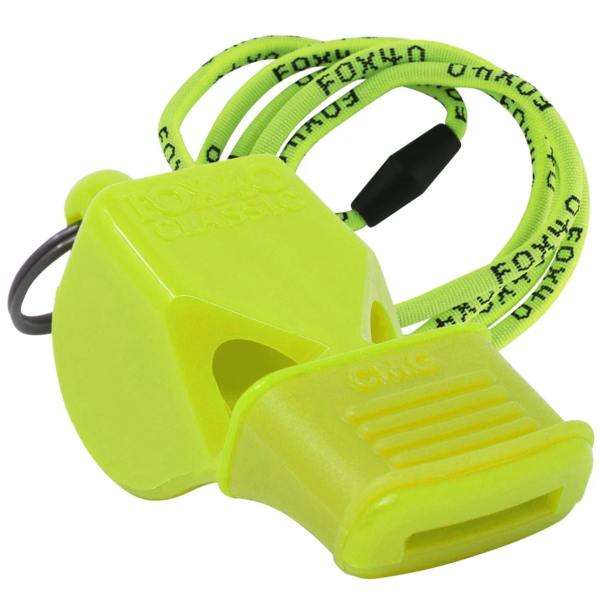 Safety whistle with attached breakaway lanyard, designed for loud, clear signaling during sports, training, or emergency use.