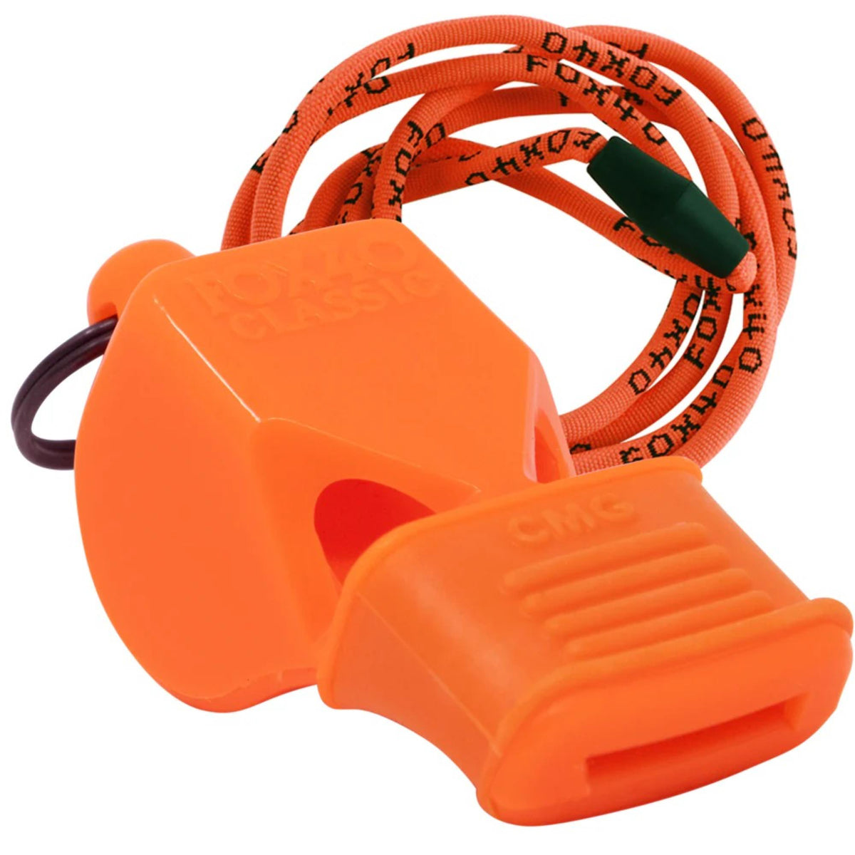 Safety whistle with attached breakaway lanyard, designed for loud, clear signaling during sports, training, or emergency use.