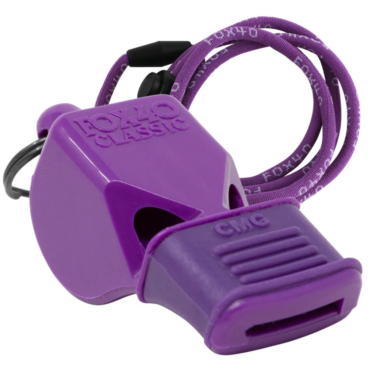 Safety whistle with attached breakaway lanyard, designed for loud, clear signaling during sports, training, or emergency use.