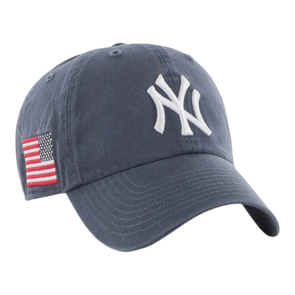 47 Brand Clean Up New York Yankees Heritage USA Flag Men's Strapback Hat — Navy Adjustable Cap