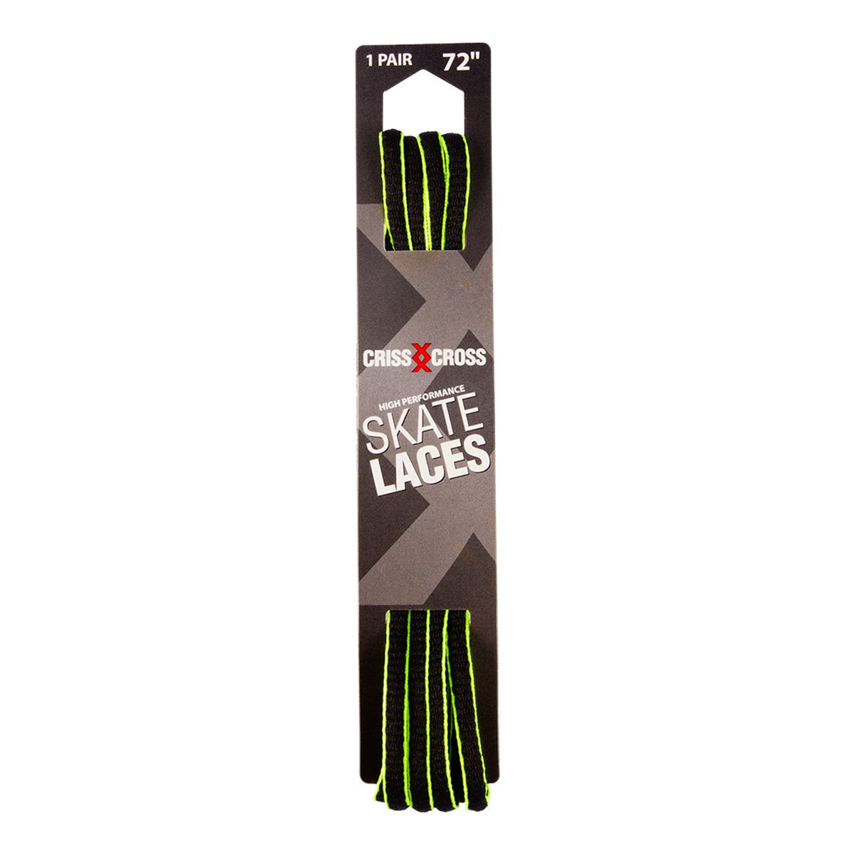 Riedell Criss Cross Skate Laces Skinny 3/8″ Width - Black/Neon Yellow Pinstripe