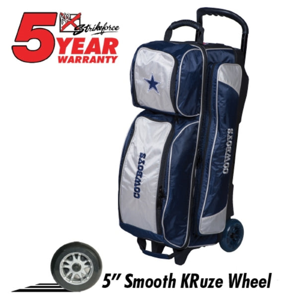KR Dallas Cowboys 3 Ball Premium Triple Roller NFL Bowling Bag
