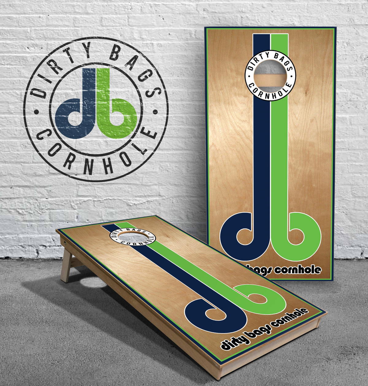 Tournament Cornhole Boards - OG db Logo with White Trim