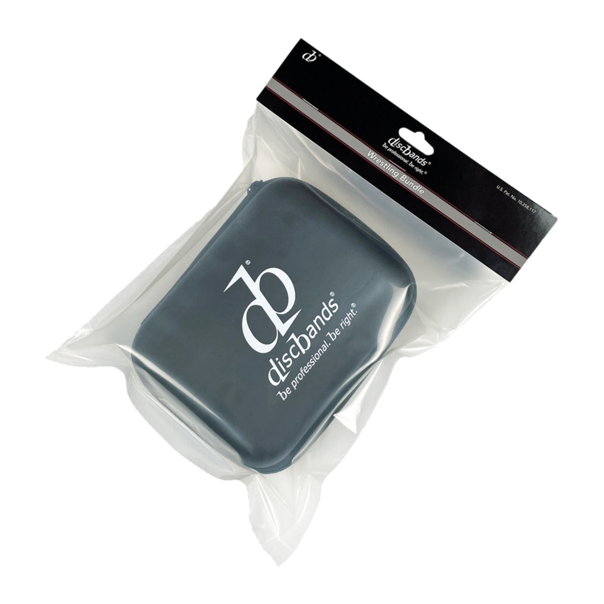 Dark blue dishcloth in clear packaging with a black label on a white background