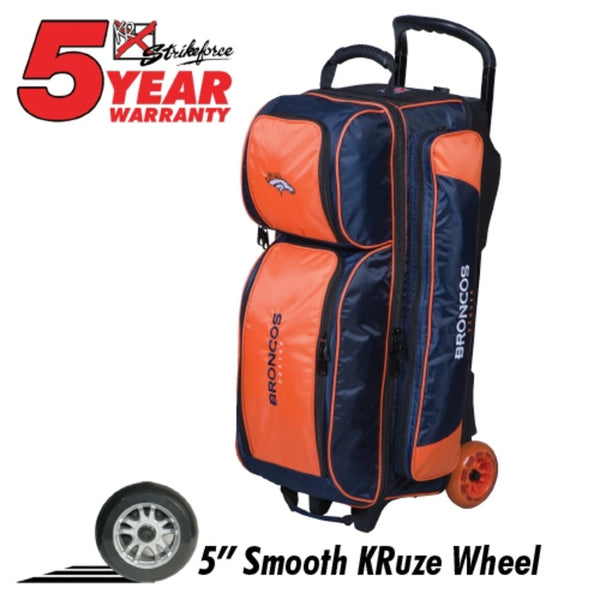KR Denver Broncos 3 Ball Premium Triple Roller NFL Bowling Bag