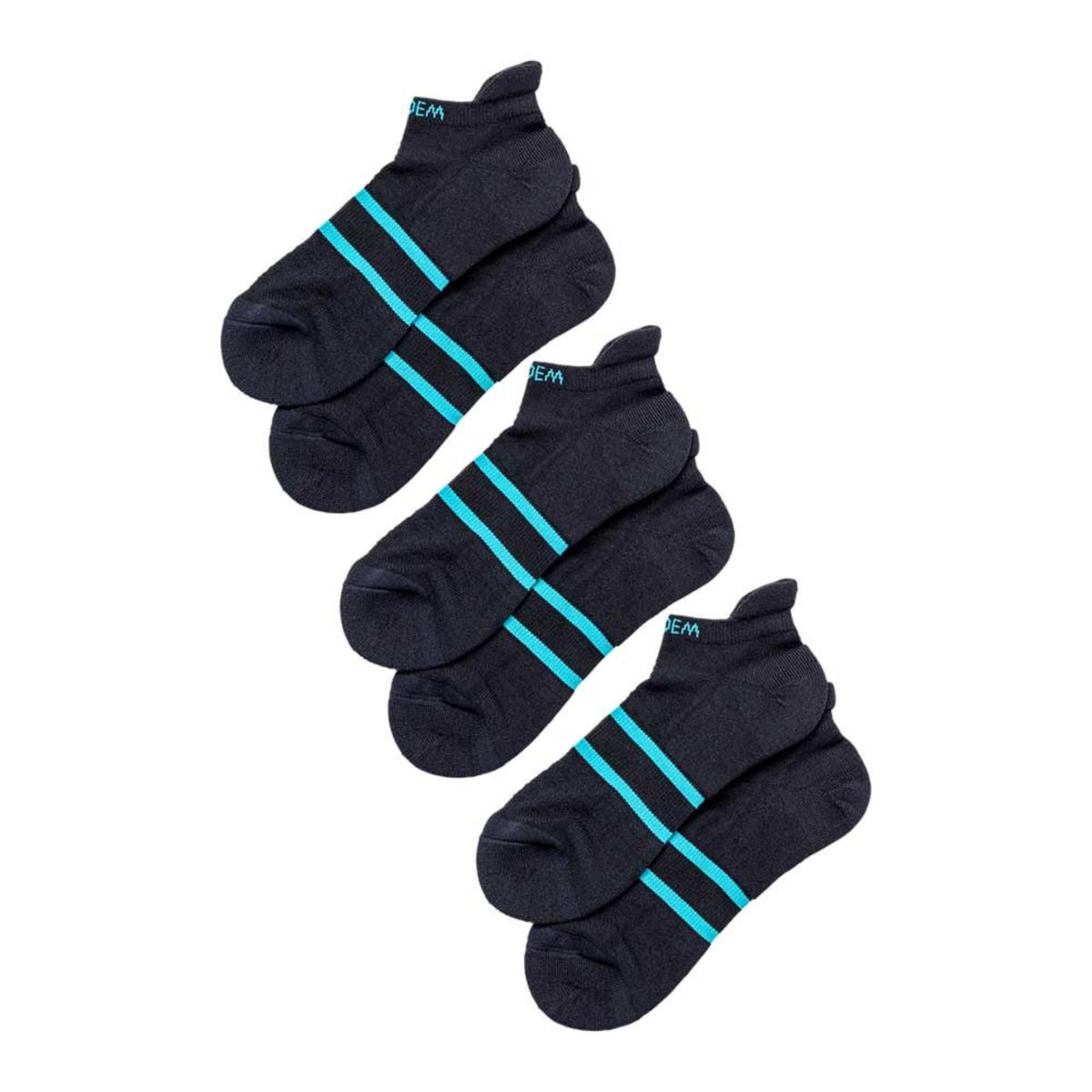 Diadem performance ankle sock featuring a low-cut design with cushioned fabric, ribbed support, and logo detail, shown in a side view.