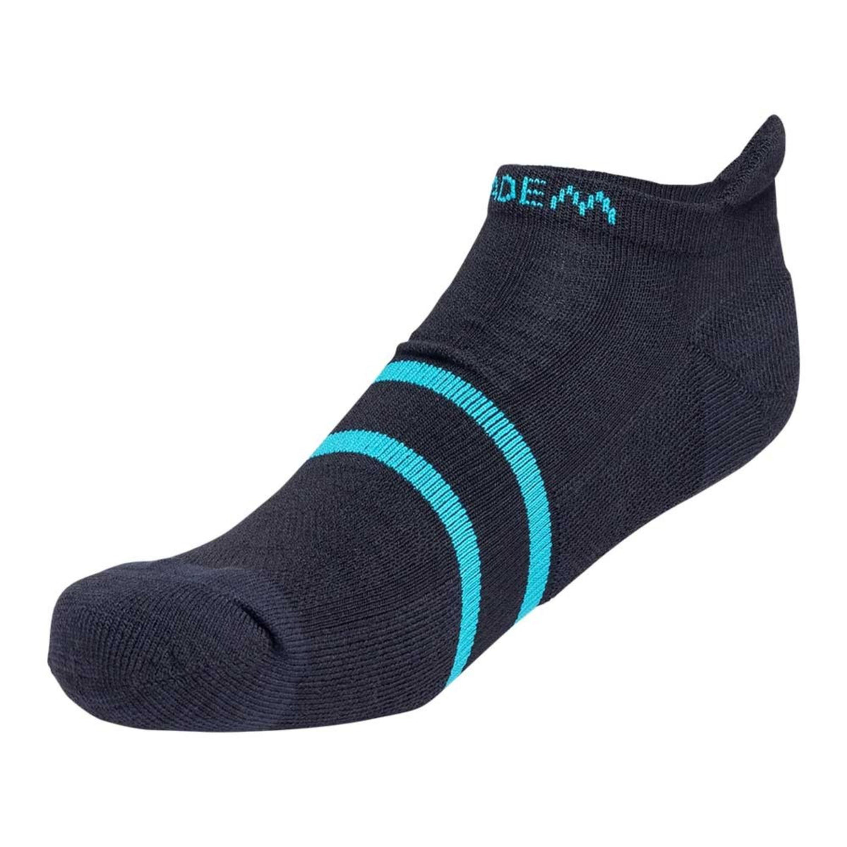 Diadem performance ankle sock featuring a low-cut design with cushioned fabric, ribbed support, and logo detail, shown in a side view.