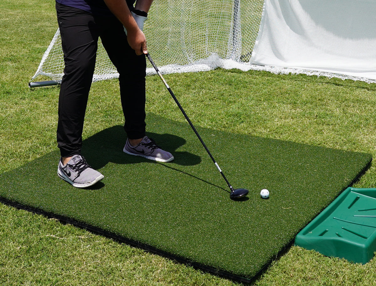 Cimarron 5x10x10 Tour Simulator Golf Net Frame Kit, 5x5 TeeLine Golf Mat, & Ball Tray - Alternate View 1