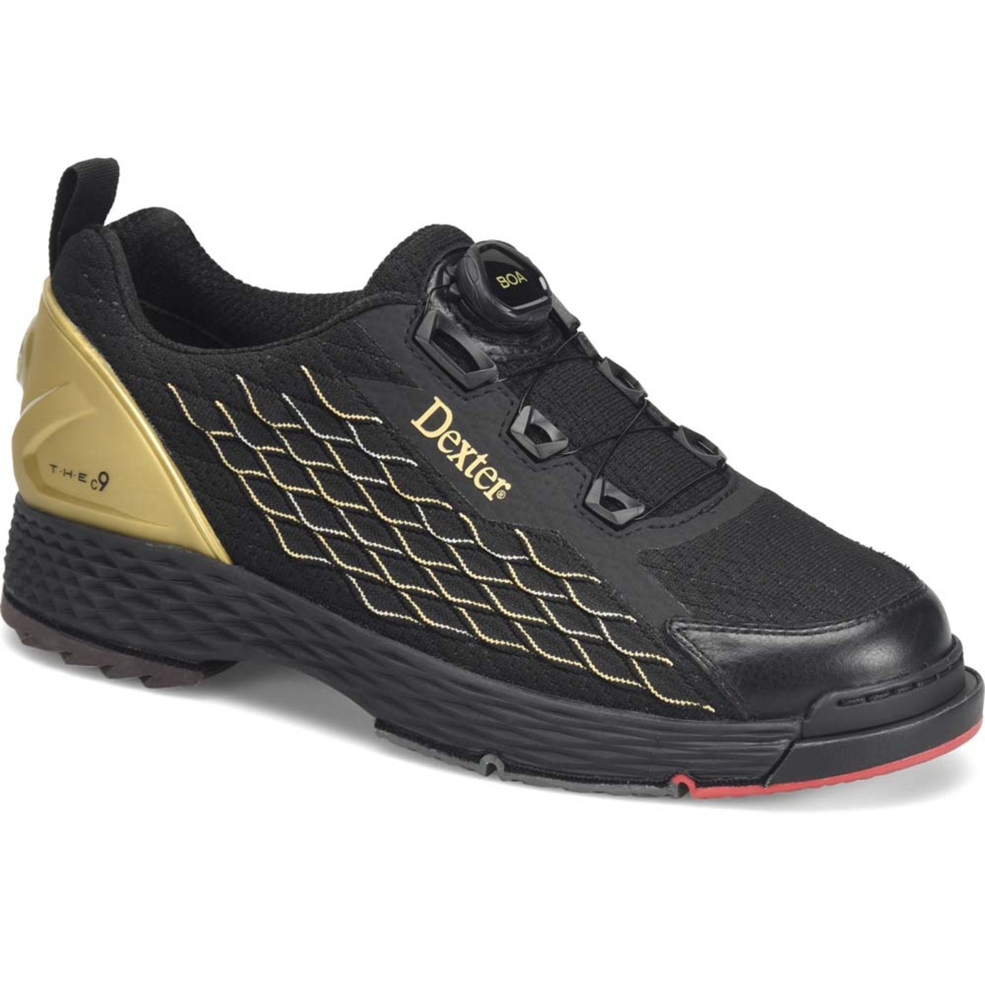 デクスター THE C-9 ニット BOA Dexter Men's THE C-9 Knit BOA Bowling Shoes - Black/Red FREE