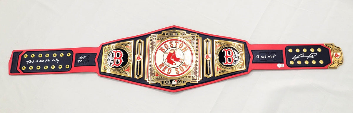 David Ortiz Autographed WWE Boston Red Sox Championship Belt W/ Inscriptions Beckett Witnessed