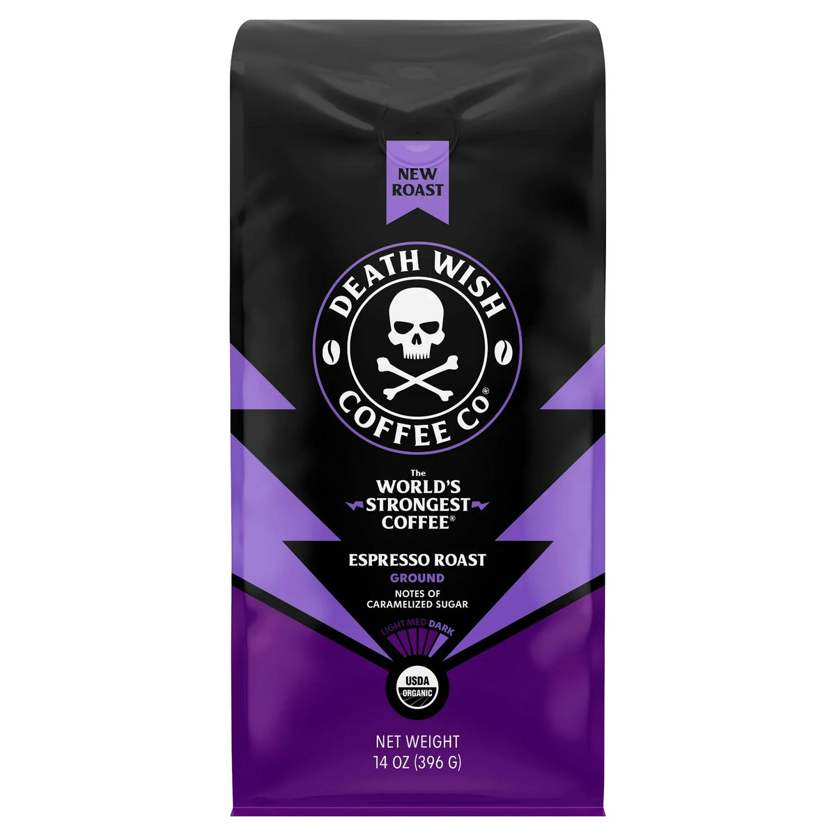 Death Wish Coffee Organic Ground Espresso Coffee, 14 oz (Case of 6)